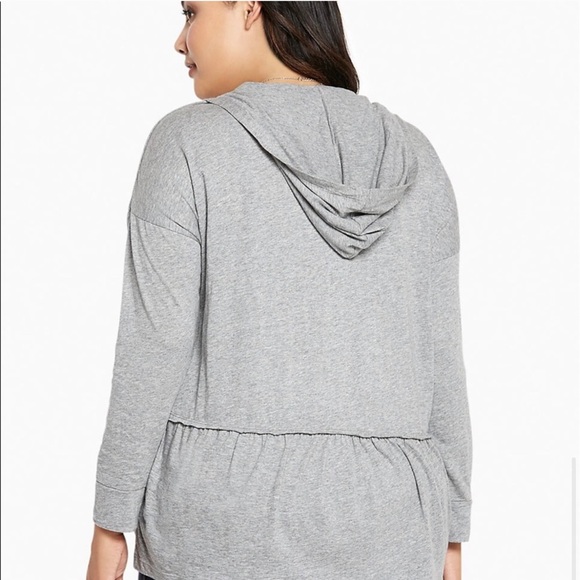 Torrid hooded heather gray draped open cardigan 3x - Picture 7 of 7